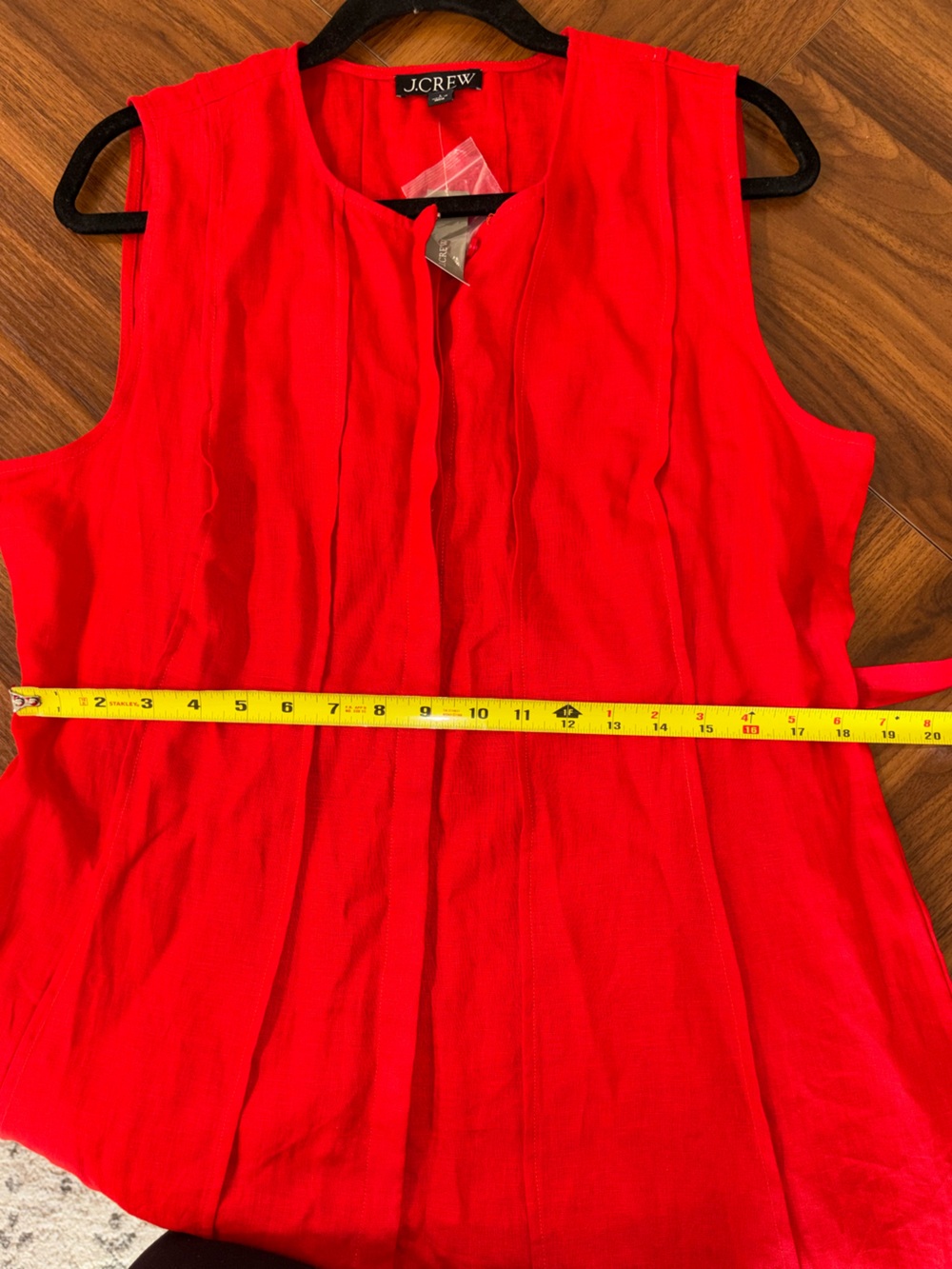 J Crew Seamed Linen Dress with Removable Belt in Red Arroyo Size Large NWT - Picture 13 of 16